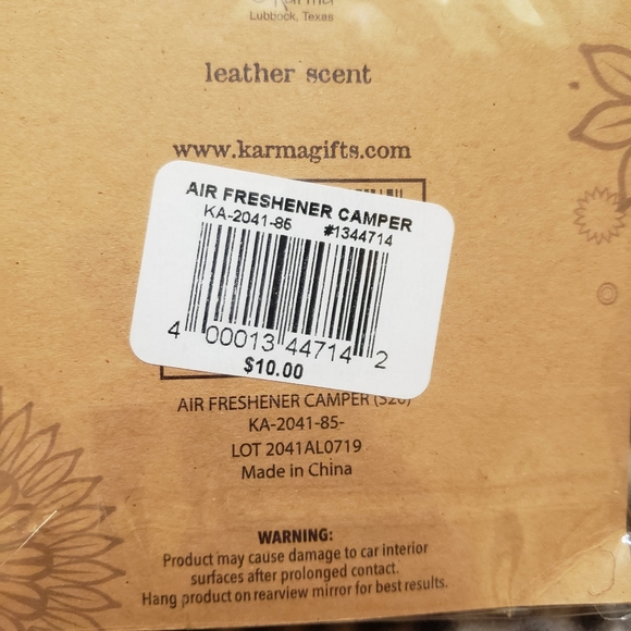Karma Air Fresheners - "Happy Camper" Camper Print - Leather Scent, 2 Pack, NIP - Picture 5 of 5